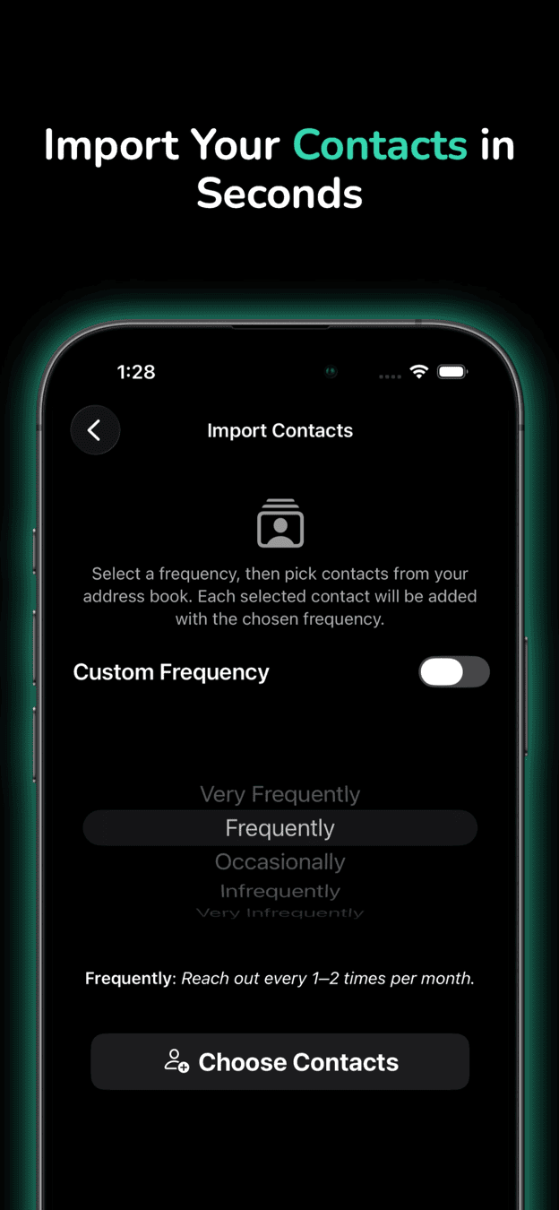 Import contacts screen