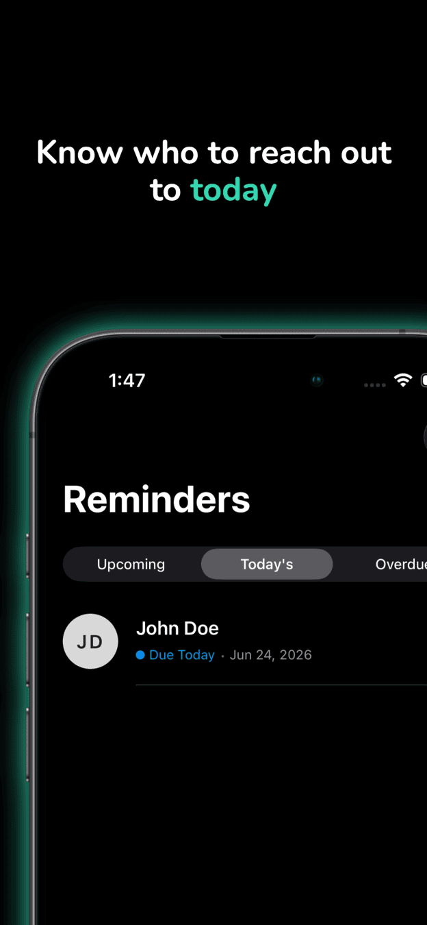 Today's reminders screen